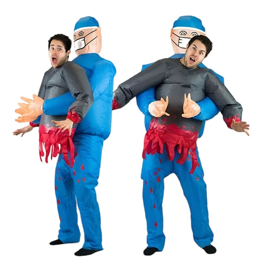 Halloween Carnival Essential Adult Cosplay Super Scary Surgeon Half-body Zombie Inflatable Costume Party Performance