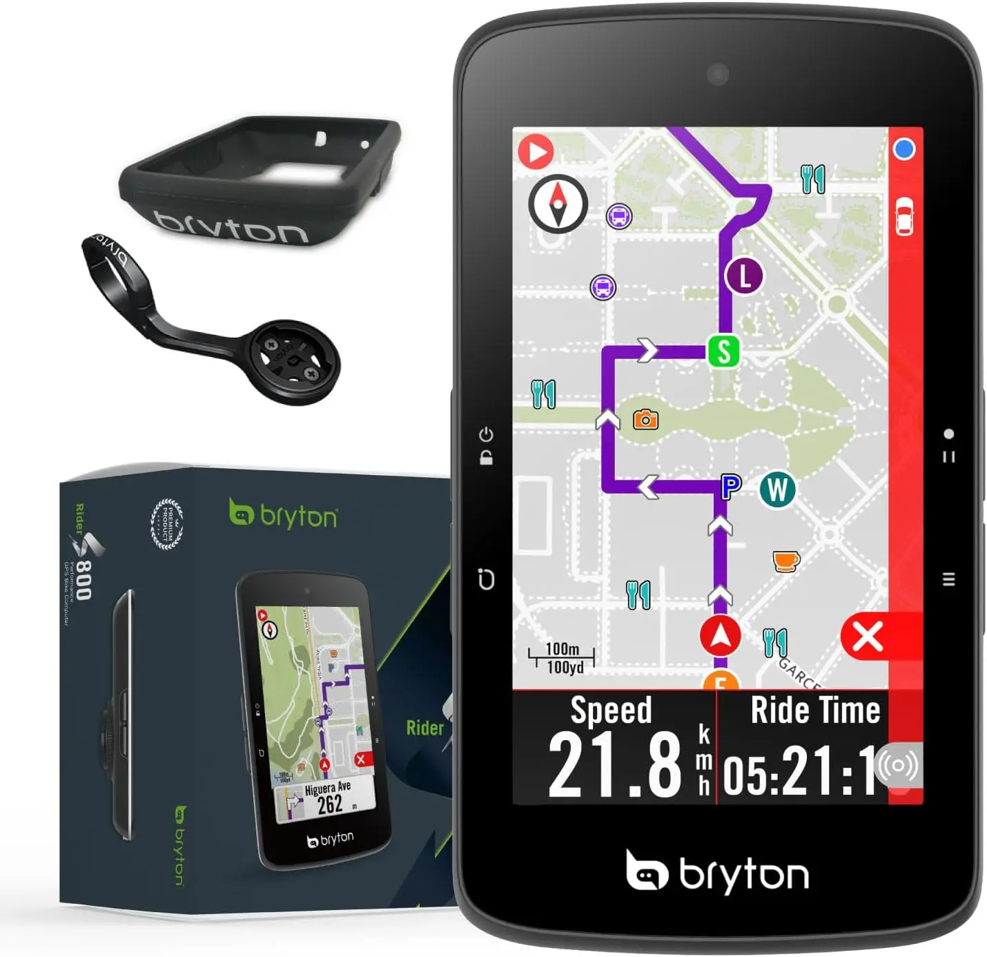 GPS sepeda layar sentuh LCD 3.4 inci warna GPS/komputer bersepeda peta AS Offline, kompatibel dengan Radar sepeda, baterai tahan lama 36 jam, N