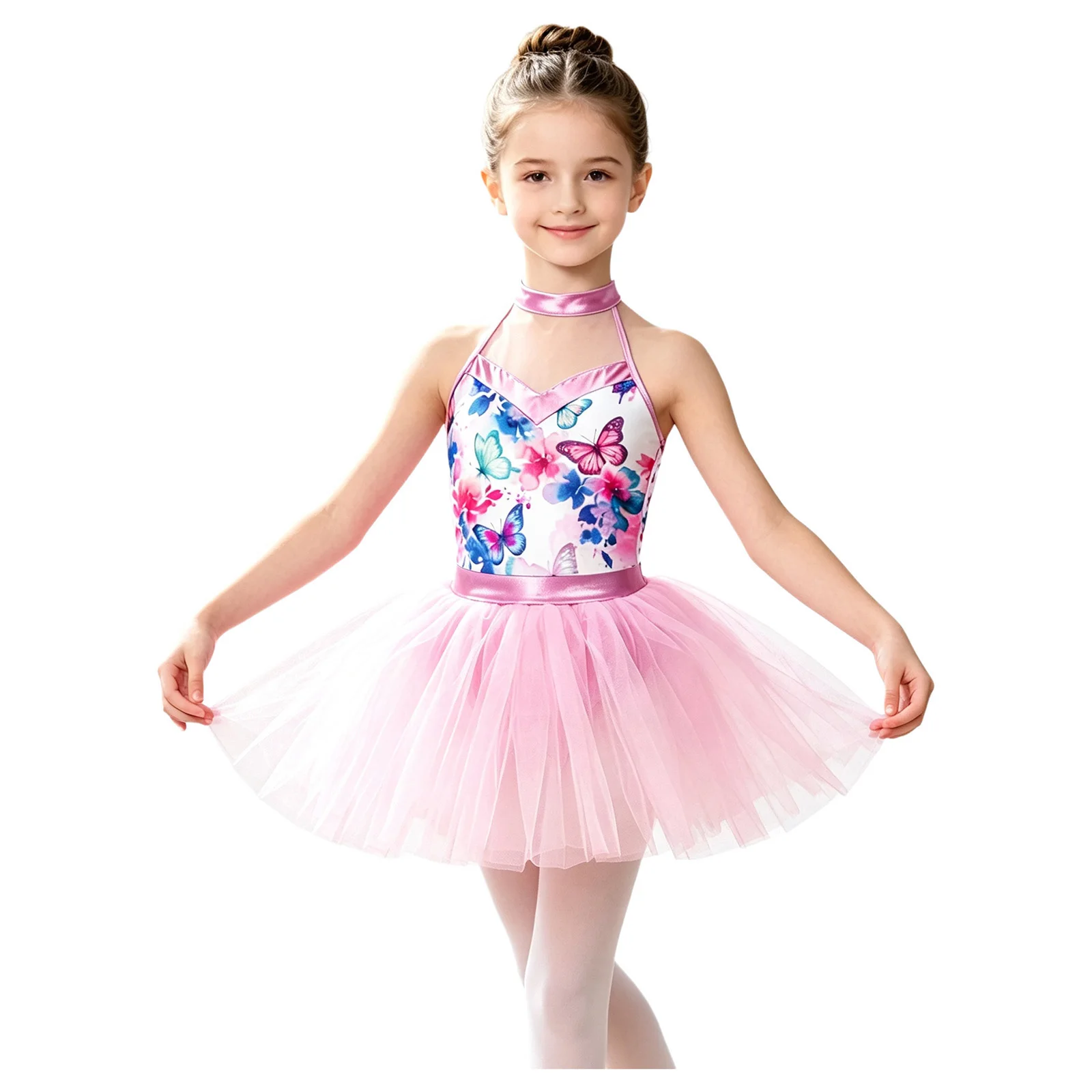 Glänzendes Metallic-Ballett-Tutu-Kleid für Mädchen mit Tier- und Leopardenmuster für Tanzwettbewerbe und Aufführungen – Detail 5