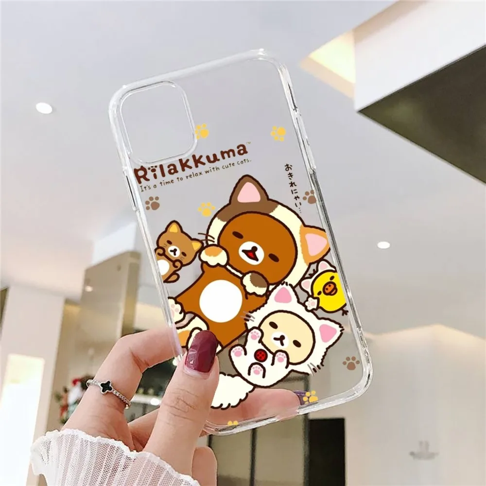 Rilakkuma Cute Phone Case For Iphone 15 11 13 14 Pro Max 7 8 Plus X Xr Xs Max Se2020 12mini Transparent Cover