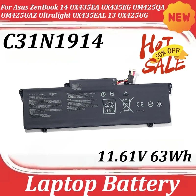 

C31N1914 11.61V 63Wh Laptop Battery For Asus ZenBook 14 UX435EA UX435EG UM425QA UM425UAZ Ultralight UX435EAL 13 UX425UG
