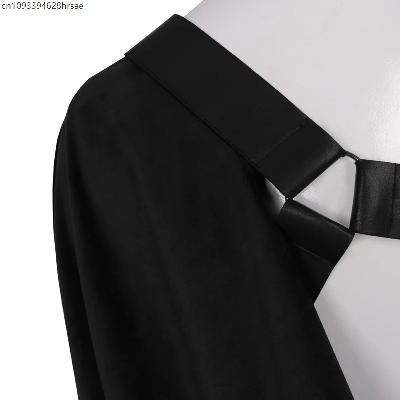 Steampunk Medieval medio hombro chal capa renacentista Poncho Caballero vikingo capa de pirata disfraz de Halloween Cosplay