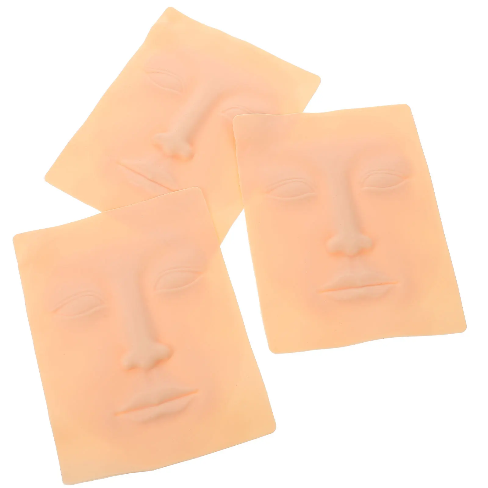 문신용 실리콘 얼굴 피부 3개, 내구성 있는 탄성 연습 시트, 눈썹 문신 훈련 도구, 가짜 인간 얼굴