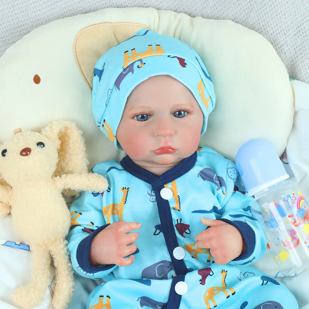 Bonecas reborn realistas de 18 polegadas, corpo de vinil macio completo com cabelo pintado à mão, pele 3d, veias visíveis para presentes de aniversário de crianças