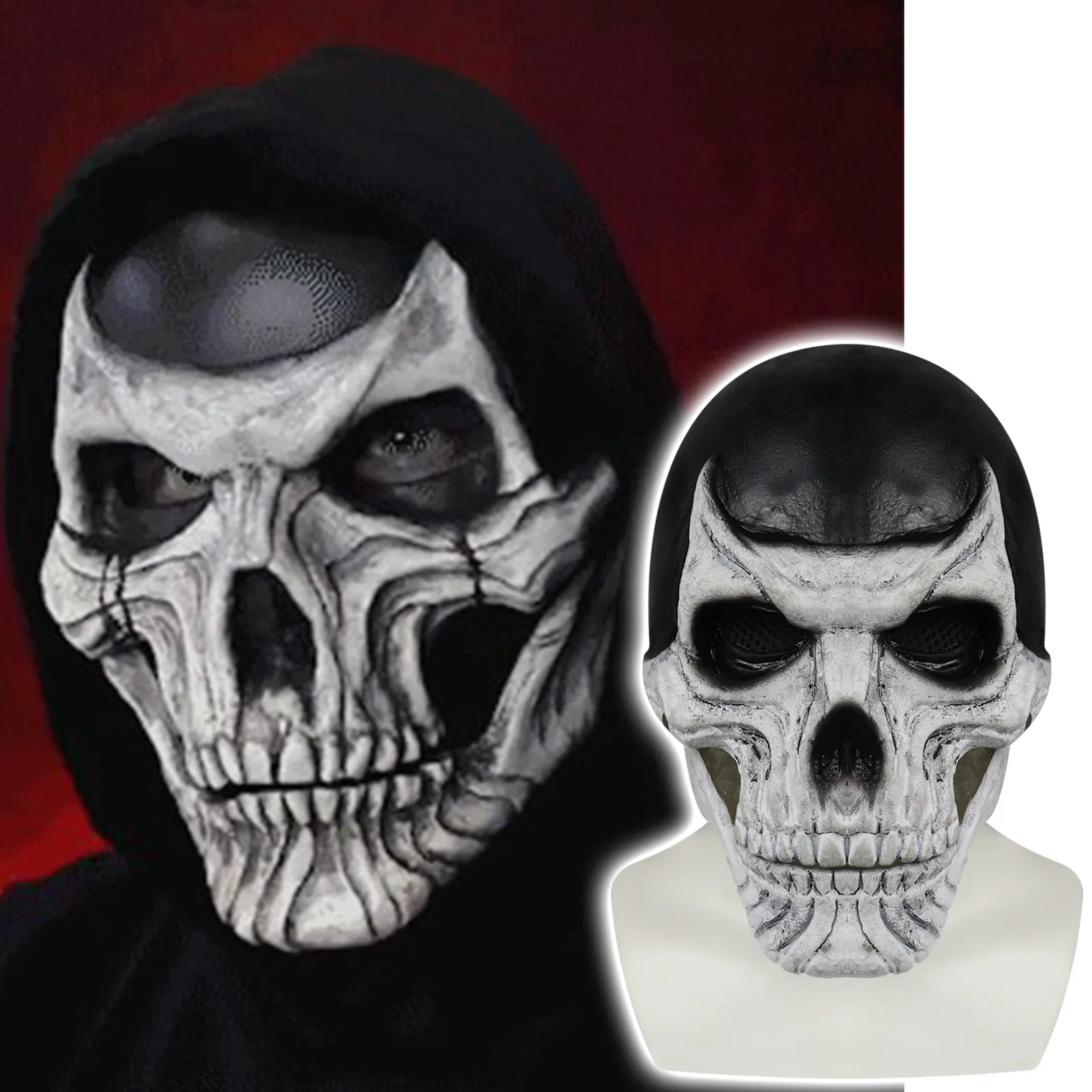 Fashion Gothic Skeleton Mask Punk Cosplay Props Function Headgear Makeup Halloween Robot Helmet HD Mask Masquerade Mask Props