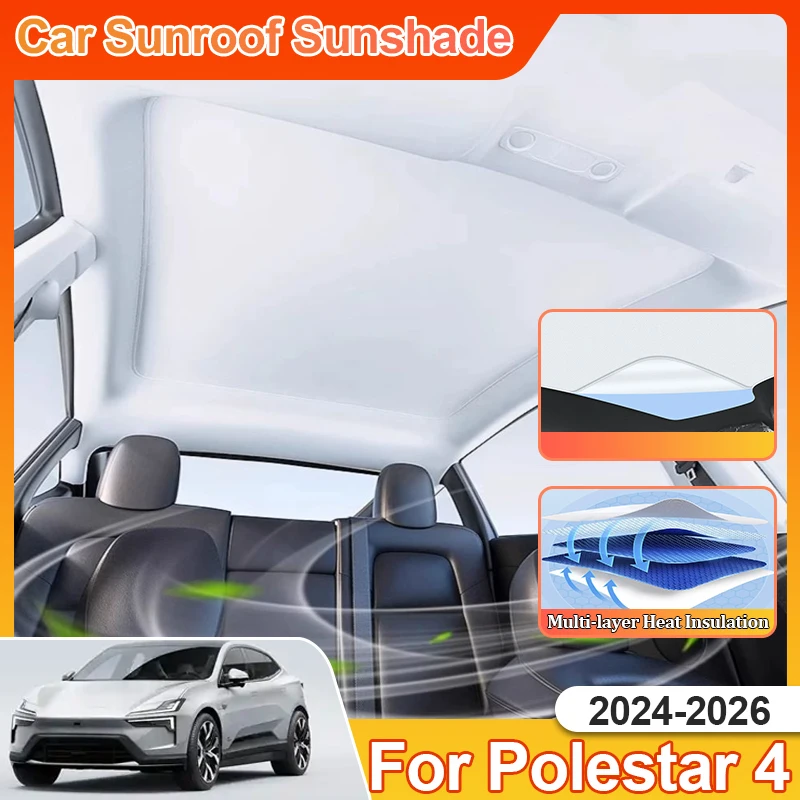 

For Polestar 4 2026 Accessories Panoramic 2024 2025 P417 Sunroof Suede Sunshades Sun Block Electrostatic Adsorption Sunscreen