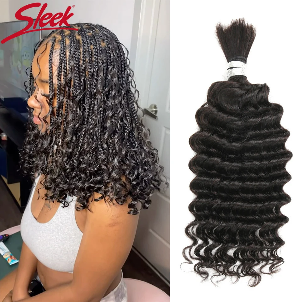 Human Braiding Hair for Boho Braids HumanDeep Wave Bulk Human Hair Bundles For Women 22 Inch Curly Human Hair Extensions