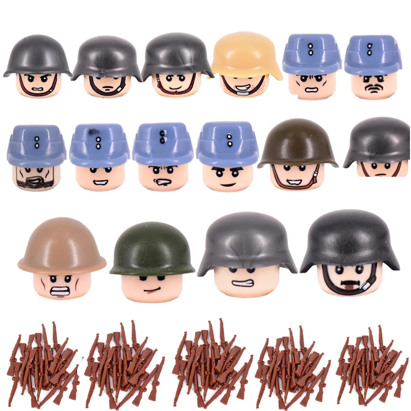 

100PCS World War II Military Mini figures WW2 Eight Nations Soldiers With Weapons Guns Assembling Building Blocks Children Toys