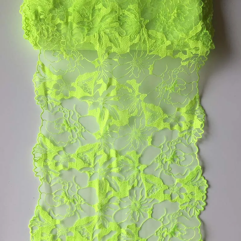 20Yards Fluorescent Green Flower Embroidery Lace Trim Two Tone Fabrics for Lingerie Bra Dress Sewing Underwear Fabric