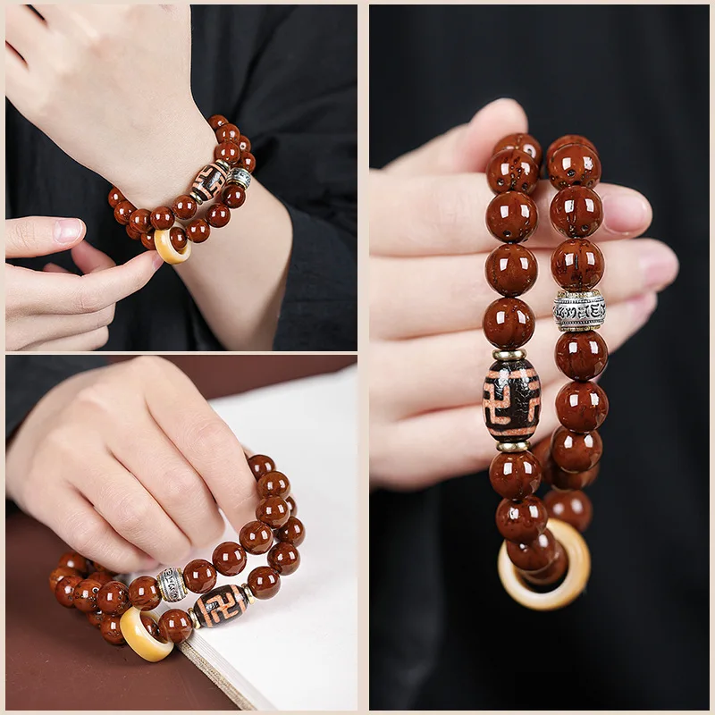 Zi Jin Shu Bracelet High-End Perfect Circle Old Materials Buddha Beads Rosary Crafts Double Circle Bodhi Seed Pliable Temperamen