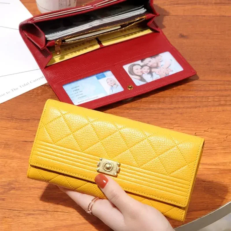 2027 New Fashion Cow Genuine Leather Women Long Wallets Real Leather Female Luxury Brand Design Clutch Girl Lady Gift Cash Purse