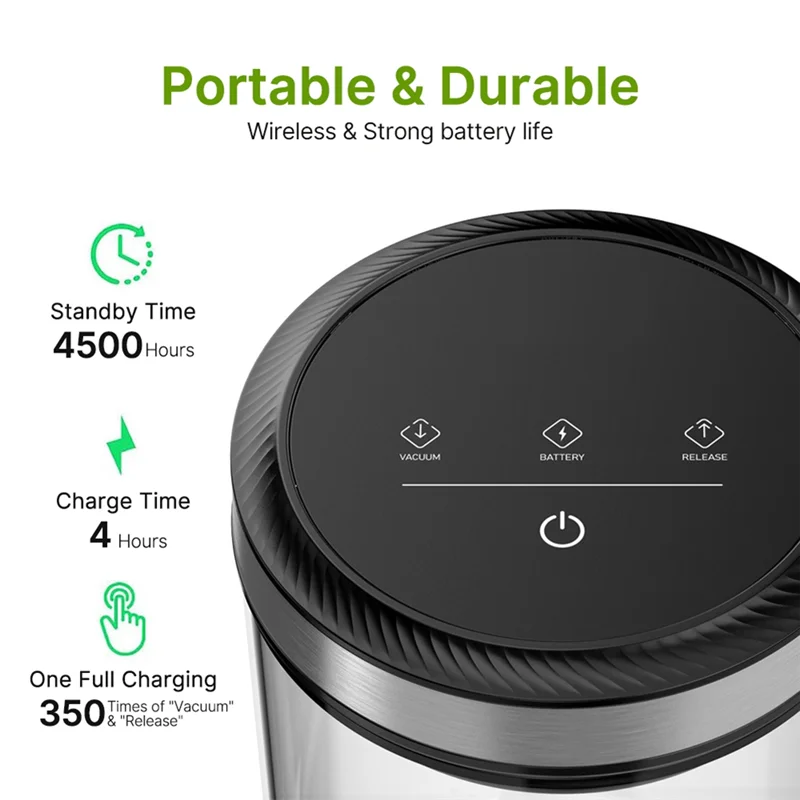 

A27F-Vacuum Coffee Canisters With Airtight Lids 33Kpa Auto Vacuum And Stop Touch Screen Storage Jar 1.6L/54Oz