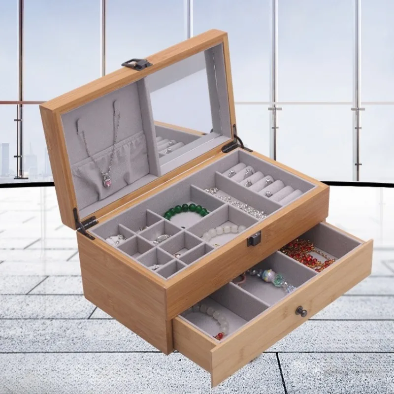 

Large Capacity Jewelry Organizer Box Earrings Rings Storage Boxes Bracelet Jewellery Display Case Drawer Necklace Showcase Cases