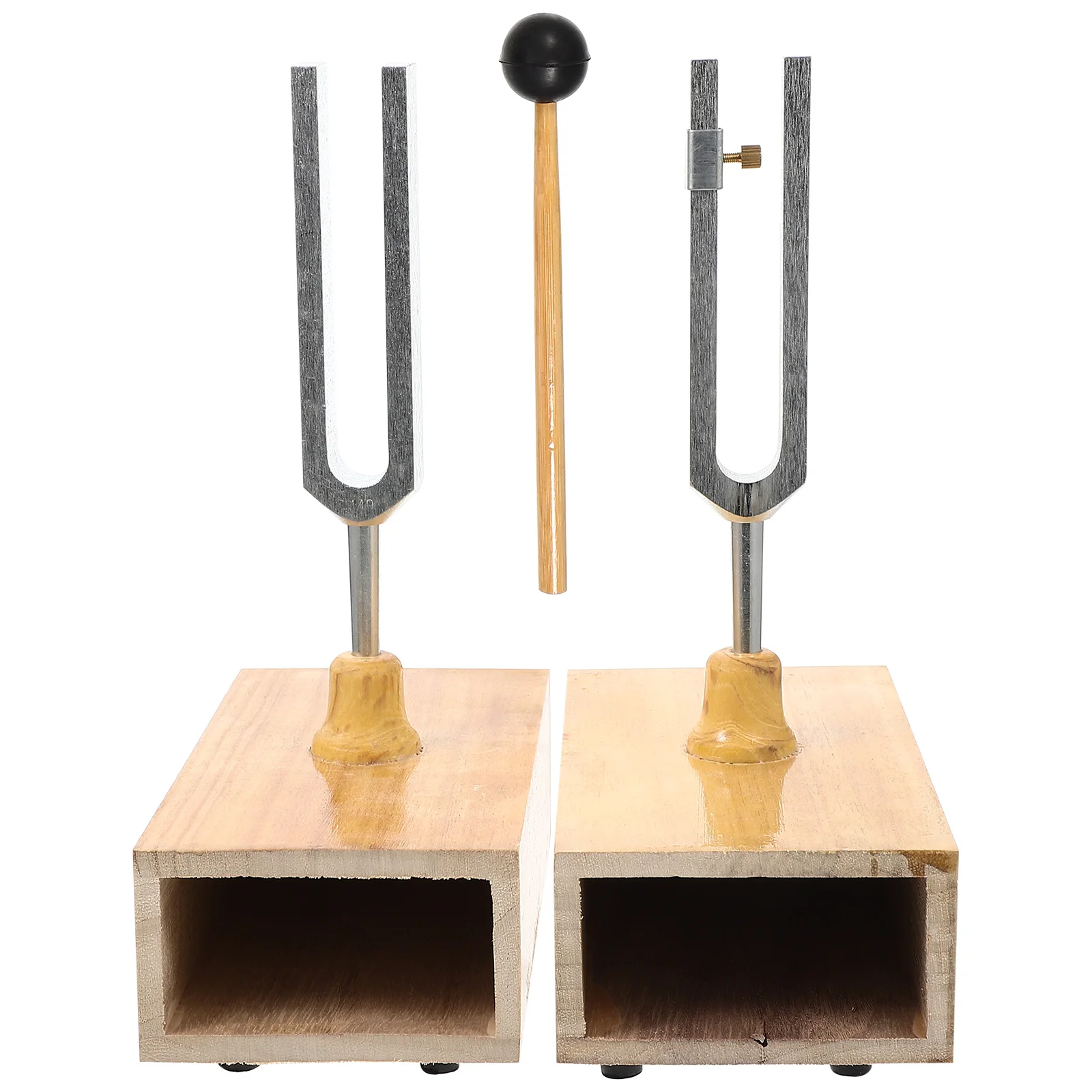 

1 set 1 Set Resonance Tuning Fork In Wooden Base With Hammer For Physics Acoustic Experiment Educational Teaching Instrument