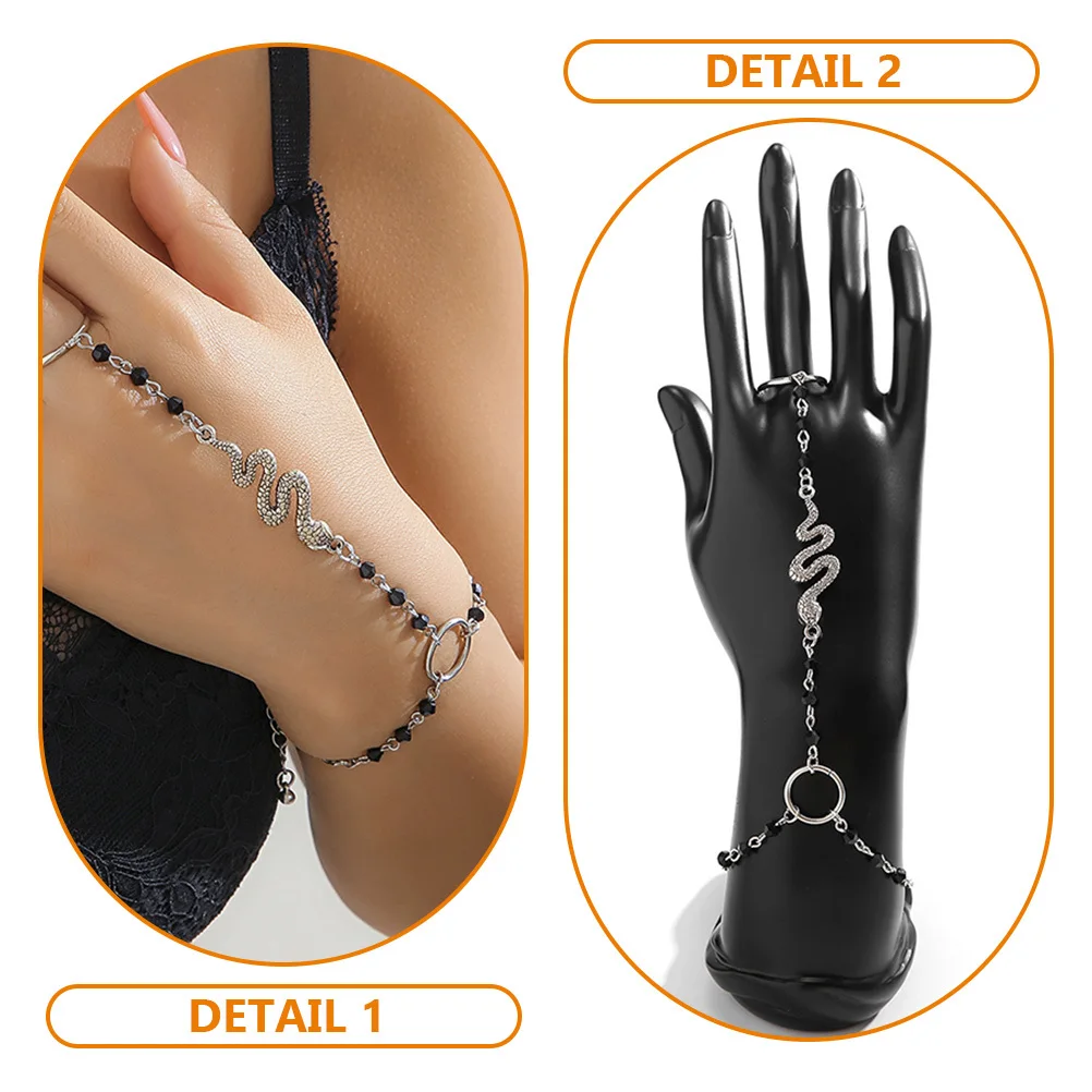 

Snake Finger Ring Bracelet Durable Alloy Jewelry Punk Party Halloween Accessory Snake Jewelry Ring Bracelet Hand Chain