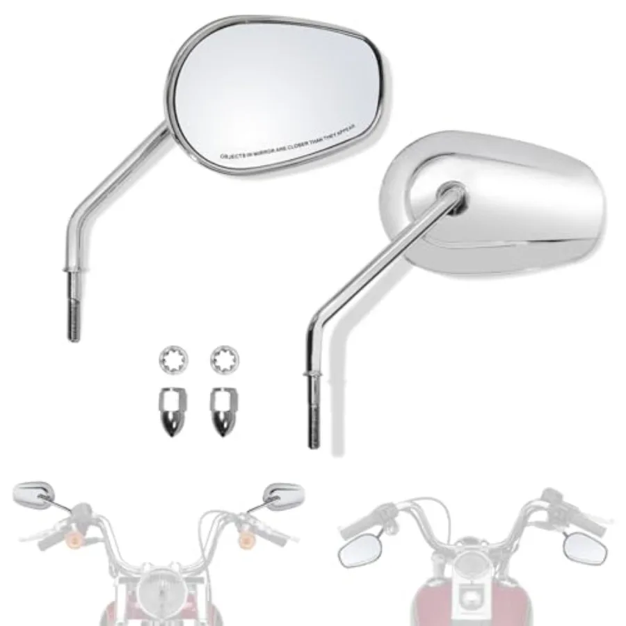 

Handlebar Mount Mirrors Left Right Side Long Stem Rearview Mirrors for 1982-2025 Harley Models Including CVO Dyna Electra Glide