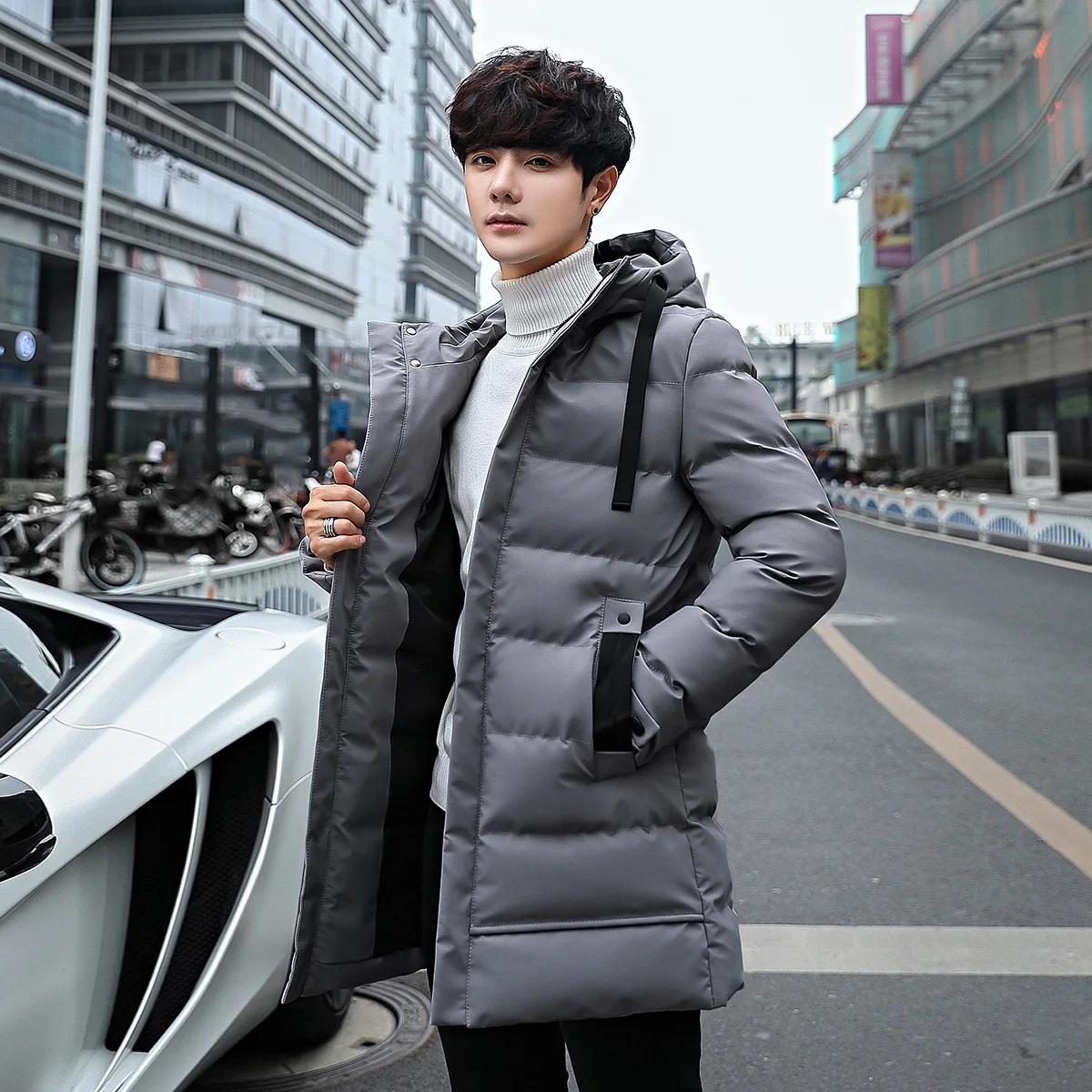 Men 2023 Autumn Winter New Plus Long Warm Thick Hood Parkas Jacket Coat Men Outwear Outfits Classic Windproof Pocket Parka Male