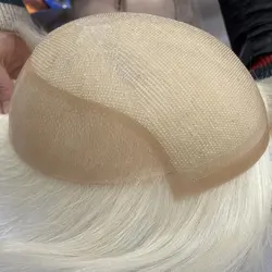 Toupee with Swiss Lace Base for Men Human Hair Toupee Replacement Systems Lace Hairpiece White Color PU 8 × 10 inch 60 #