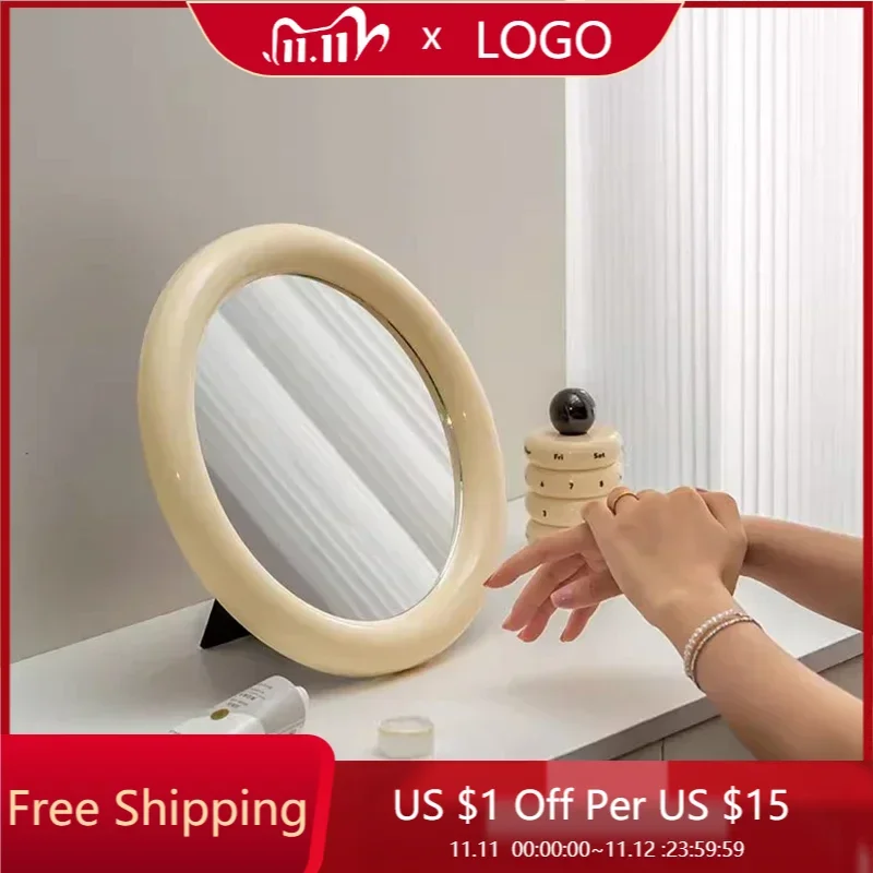 Cute Makeup Mirror Desk Hanging Circular Funky Cute Items Art Bathroom Luxury Mirror Flexible Travel Espelhos Home Decorations