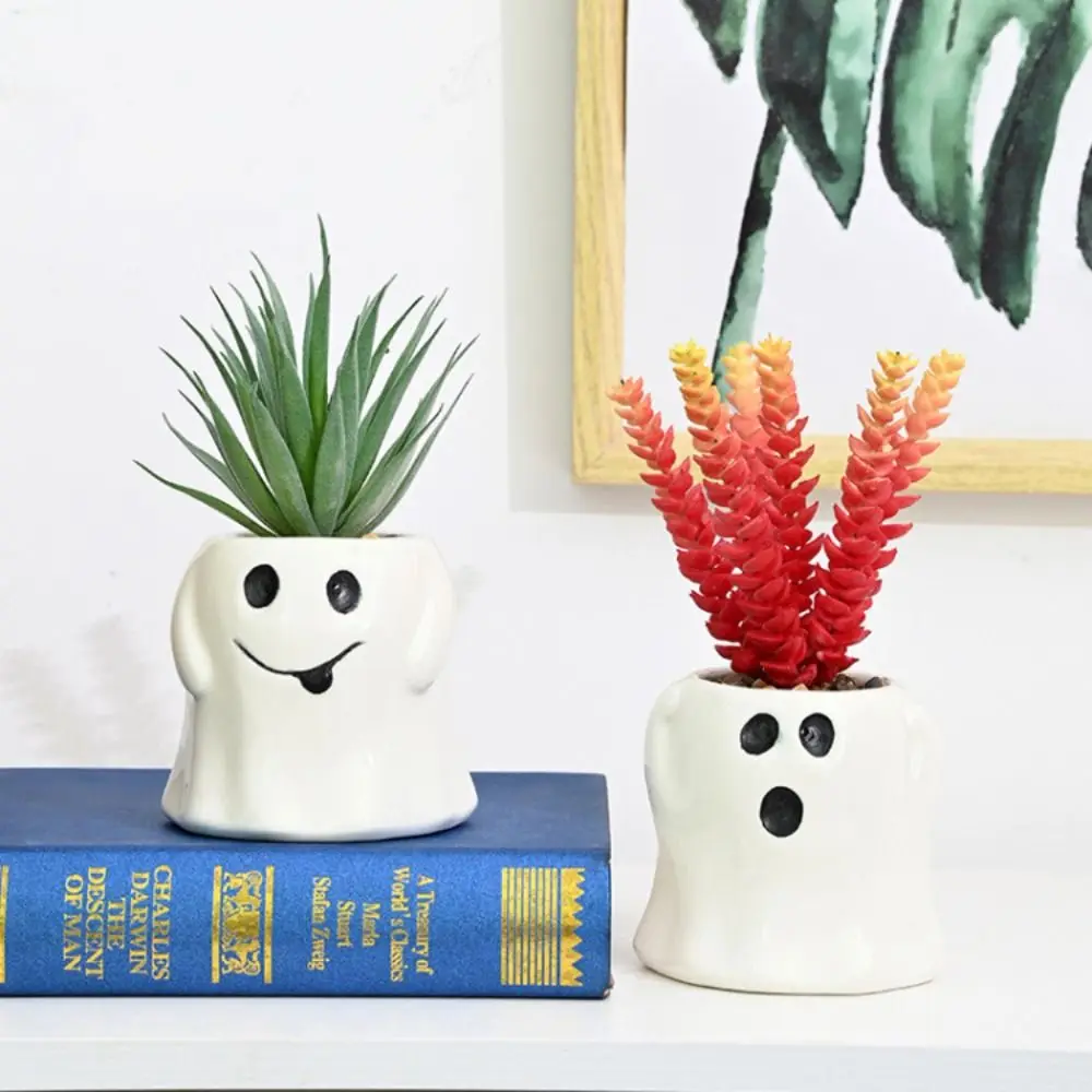 Home Ornaments Ceramics Halloween Succulent Flowerpot Funny Cute Halloween Flower Pot Ghost Plant Pot