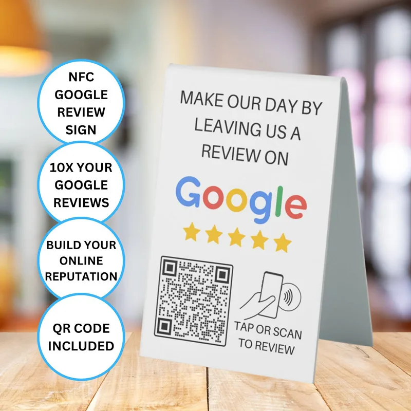 Custom NFC Google Review Sign with QR Code Acrylic Social Media Plate Google Review Card Promote Your Business Dropshipping