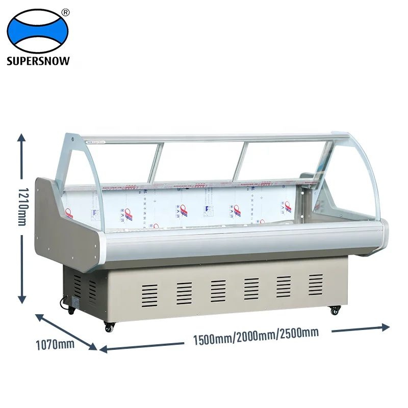 Commercial meat freezing counter butcher display refrigerator