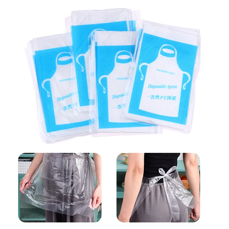 

【Nice】25pcs Disposable Clear Plastic Aprons - Waterproof for Adults/Kids Painting/Cooking/Craft