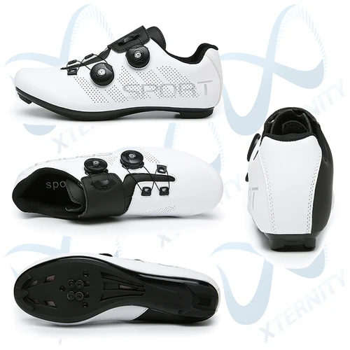 Imagen 2 del producto Gran oferta de zapatos de ciclismo ultraligeros, zapatos de bicicleta de carretera de carreras con bloqueo automático, zapatillas planas MTB para hombre, zapatos deportivos con tacos SPD para bicicleta Unisex