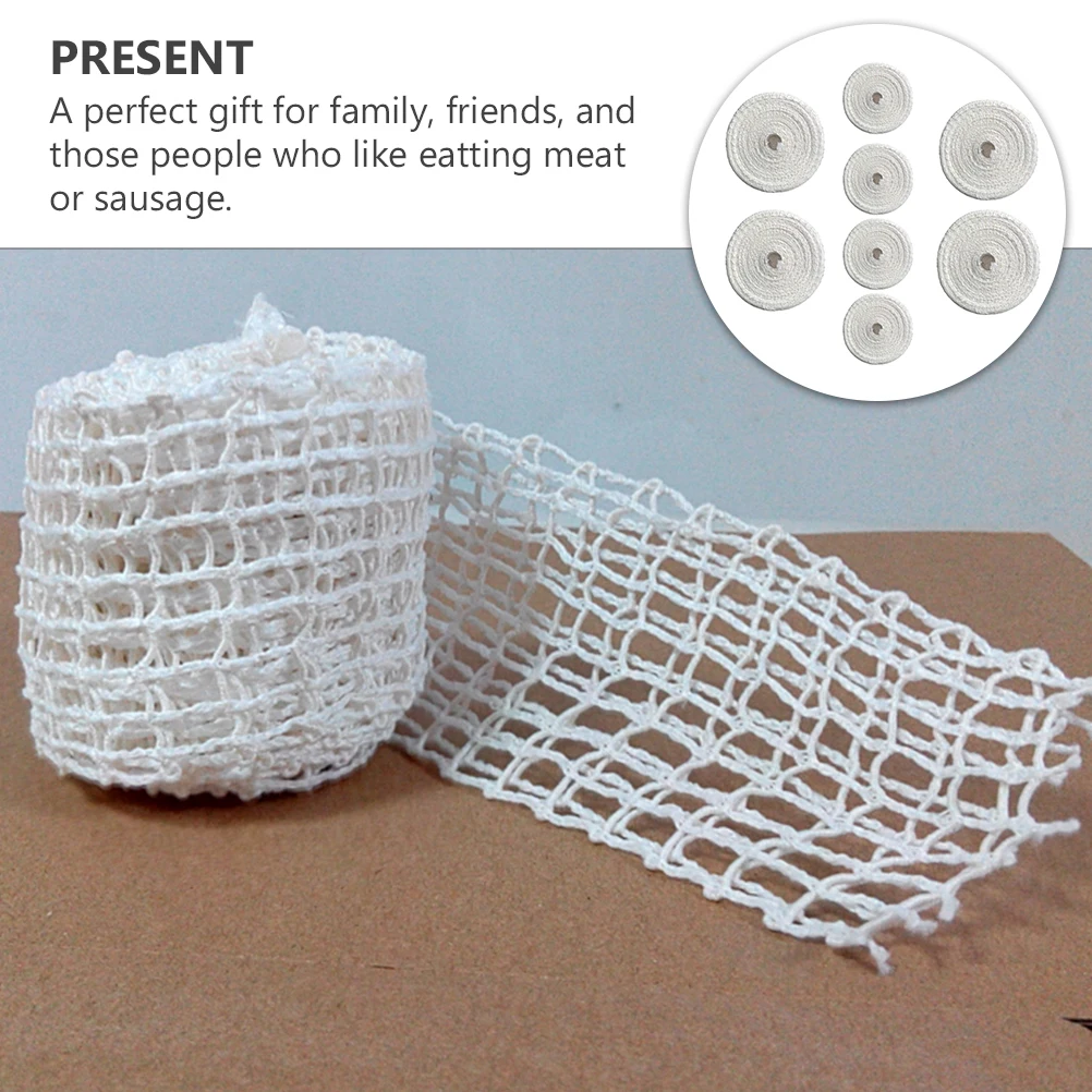 

8Pcs Kitchen Packaging Net High Quality Elastic Meat Netting Roll for Home Hotel Food Shop Meat Trussing Ham Sausage Cotton Ham