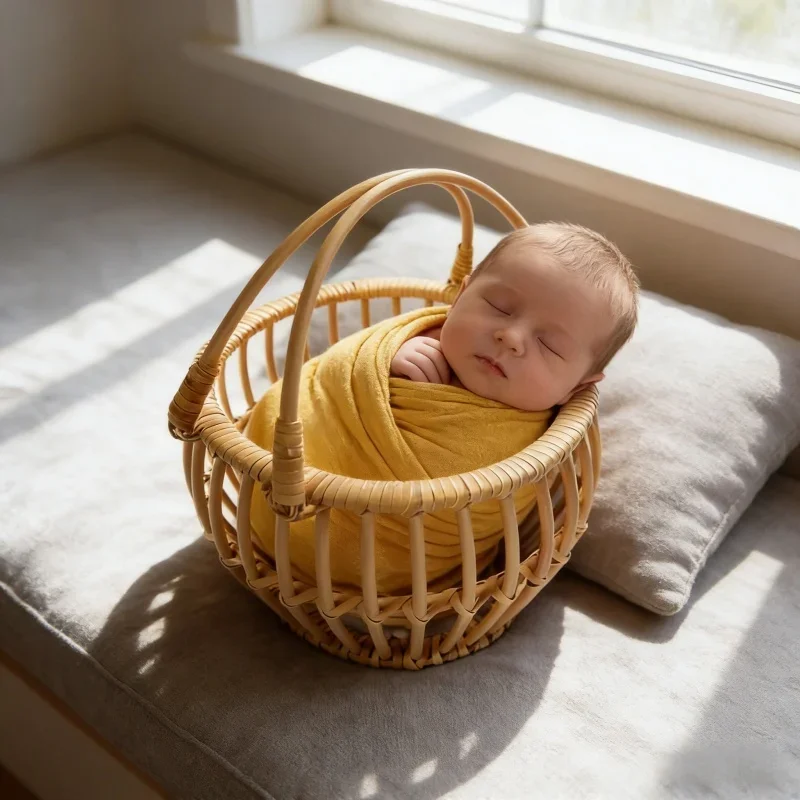 

1 шт. Плетеная корзина из ротанга для новорожденных, реквизит для фотосессий, аксессуары для детской фотосъемки, сувенир для детей