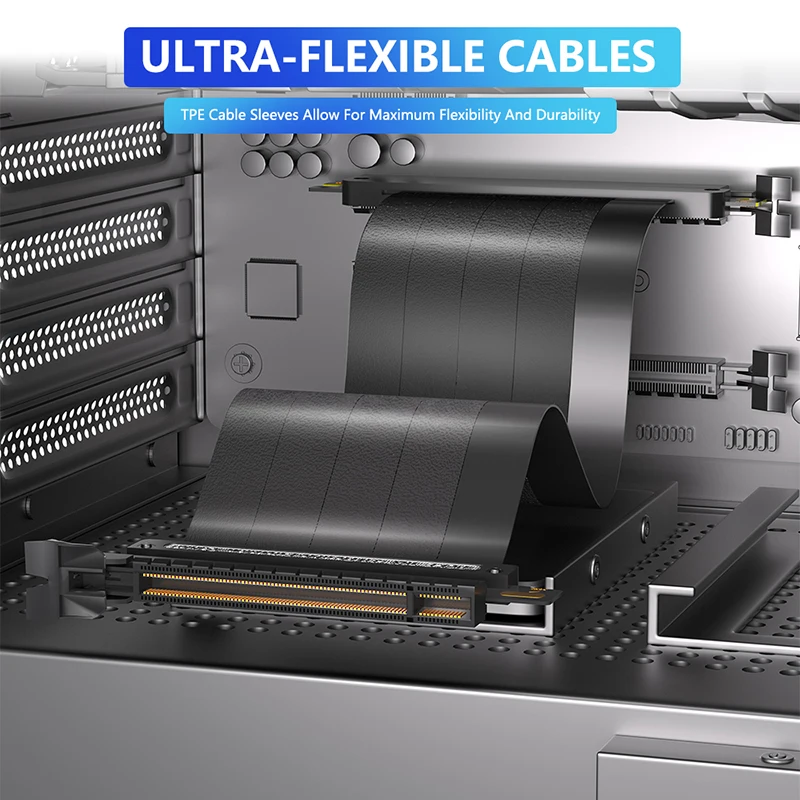 NEW PCI Express 4.0 16X Cable Video Card Extension Shielded Flexible 180° Mounting GPU Express Lossless PCIE 4.0 X16 Riser Cable