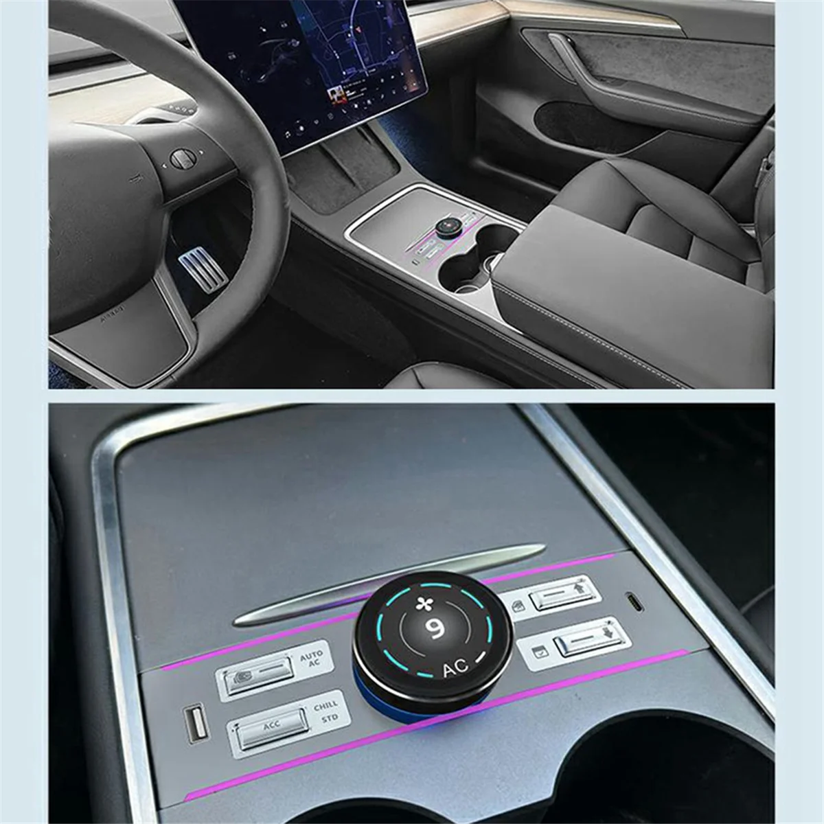 Car LCD Knob Docking Station for Tesla Model 3&Y Car with Buttons Functions