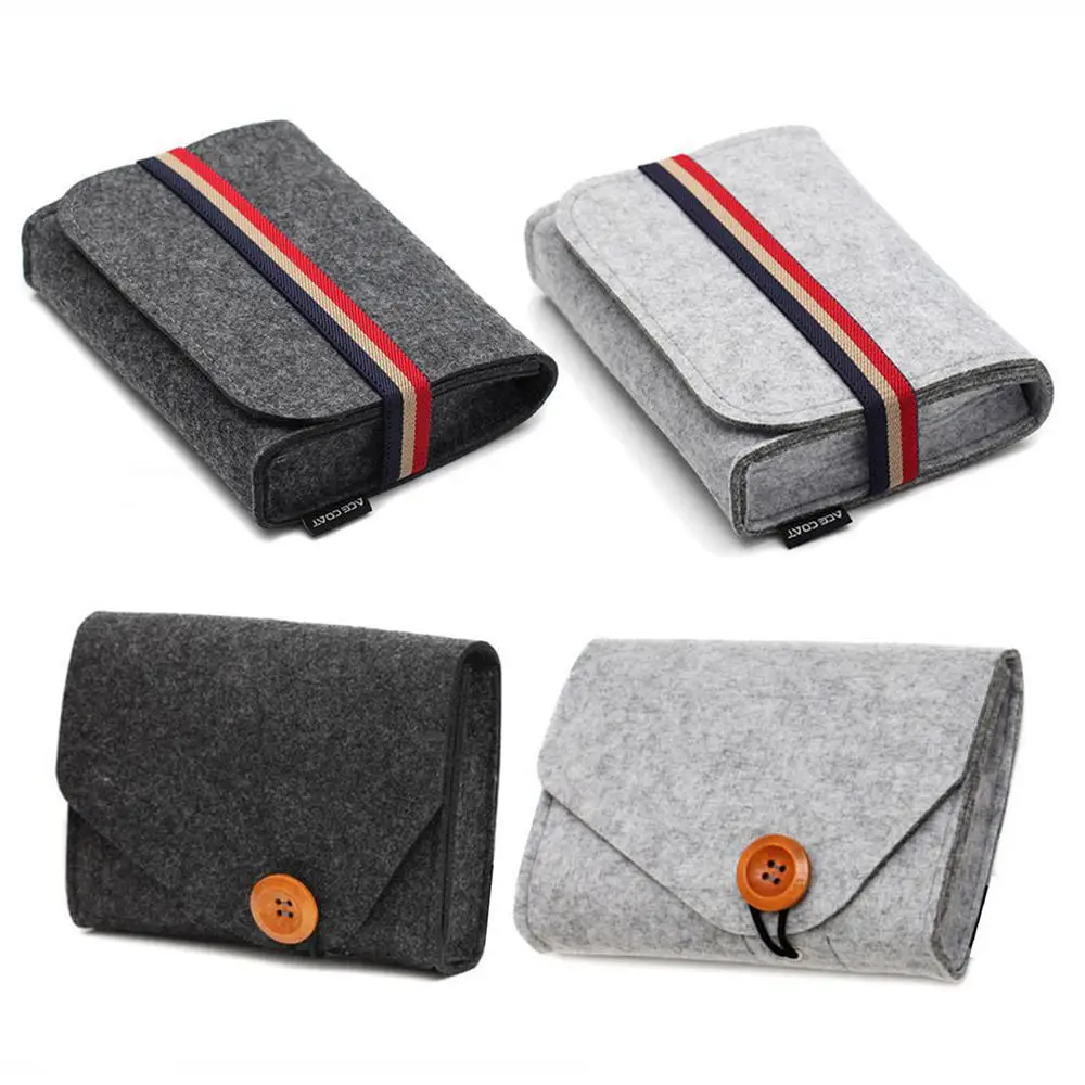 Home Storage Organizer Key Coin Package Mini Portable Felt Pouch auricolare Power Bank cavo dati Travel Organizer Storage Bag