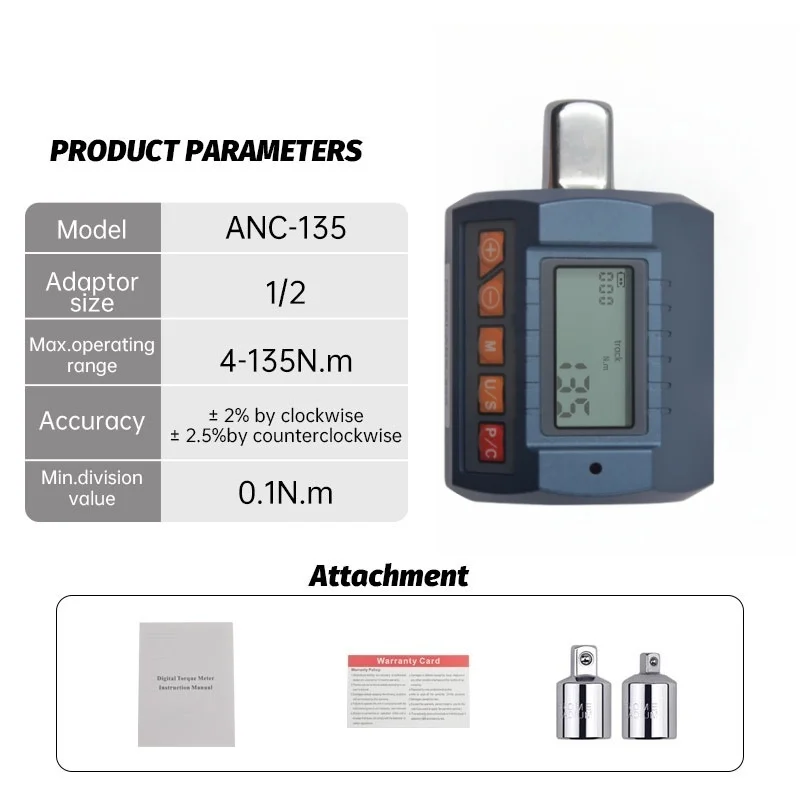 ANC N.M Industriële digitale koppelmeter met groot scherm Speciaal koppelmeter Onderhoudsinstrument voor nauwkeurige detectie