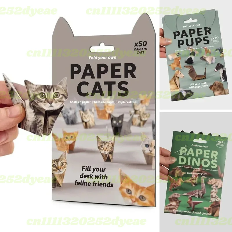 

Creative DIY Paper Cats Handmade DIY Paper Cat Dog Dinosaur Folding Animal Folding Paper Set