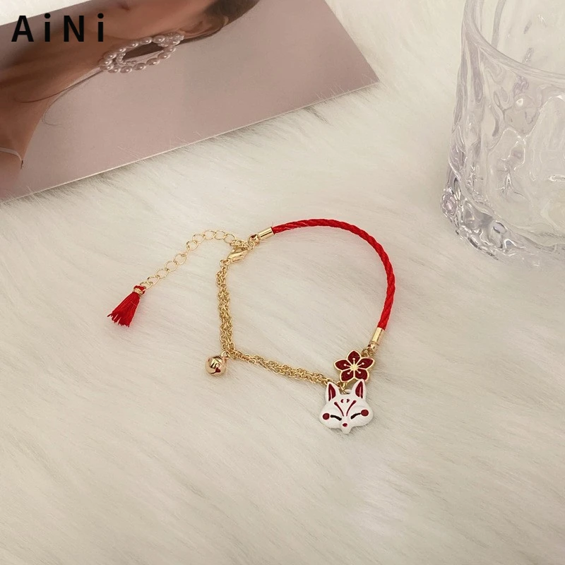 

Trendy Jewelry Original Design Fox Charm Bracelet Cute Style Chain With Red Cord Bracelet For Sweet Girl Gifts Wholesale