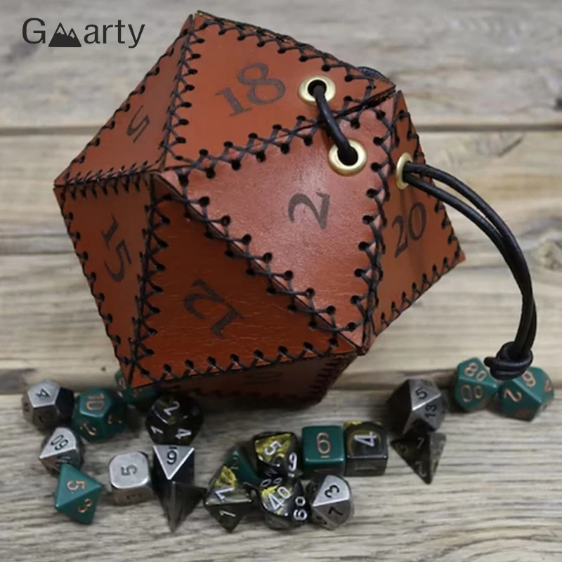 

Новая кожаная сумка для костей D20, многоугольные коробки для хранения костей, усиленные сумки для костей на шнурке для ежедневного использования, идея подарка