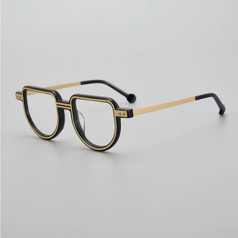 

Belight Optical Acetate with Metal Round Vintage Retro Full Rim Design Prescription Lens Eyeglasses Frame Eyewear G2301