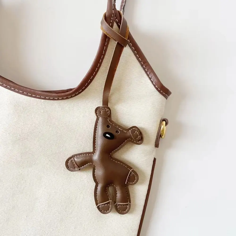 Cute PU Leather Bear Bag Pendant Bear Shape Cartoon Bag Charm Kawaii Soft Phone Pendant Bag Charms Decorations