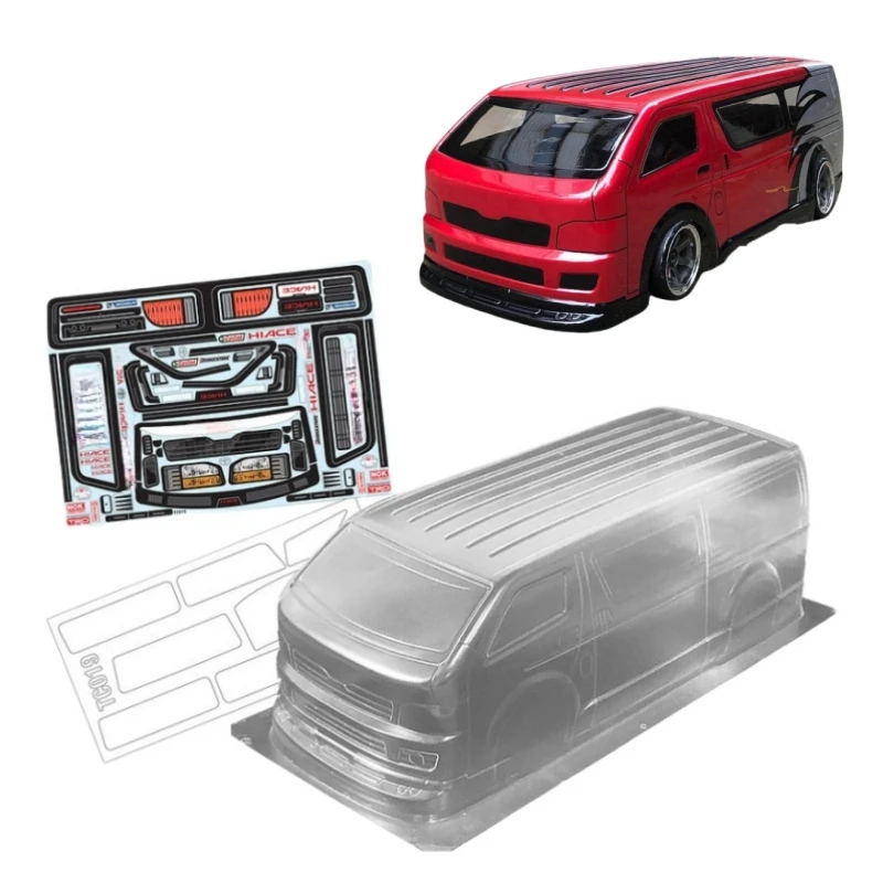 

1/10 Toyotaa Hiace Van Clear Lexan Body shell and Decal Sheet for RC Drift car 257mm wheelbase Tamiya tt02 Chassis tt01 kyosho