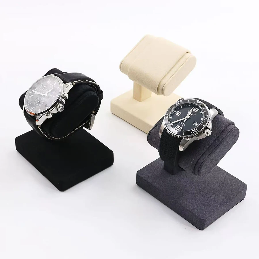Black Velvet Watch Display Stand Single & Dual Watch Holder Anti-Scratch Jewelry Organizer for Retail Home Showcase image 3