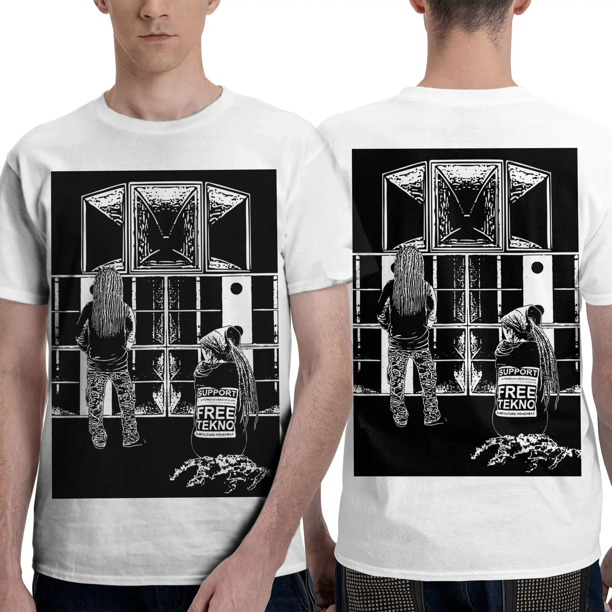 23FA121 - Tekno 23 m Men T-Shirt Double Sided Oversized T Shirts Men's O-Neck Cotton Tees Short Summer Male