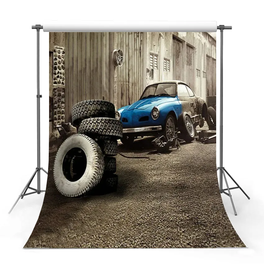 

Photography Background Retro Car Repairs Garage Tool Workshop Backdrop Photocall Photobooth Prop Printed Photophone