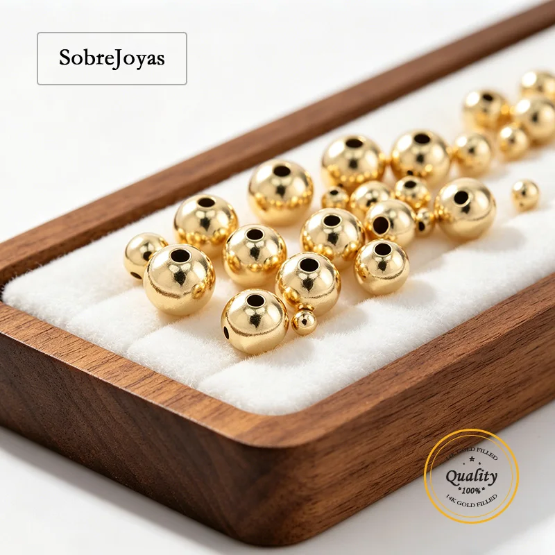 

14K Gold Filled round Beads 2-10mm Seamless Jewelry Making DIY Accessories Gold Jewelry Findings Seed Beads for Crafting