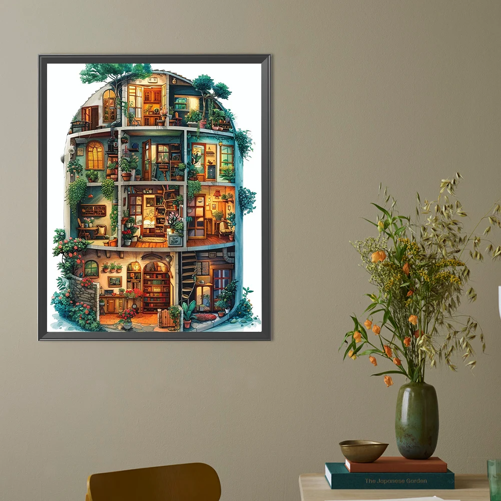 Hosue جزئية AB الماس الحفر المستديرة DIY الماس طقم الطلاء ديكور المنزل 45x55cm #4