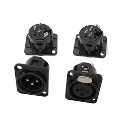 1/2/10Pcs XLR 3 Pin Male Female Panel Mount Chassis Socket Audio Microphone Plug Jack Connector Black