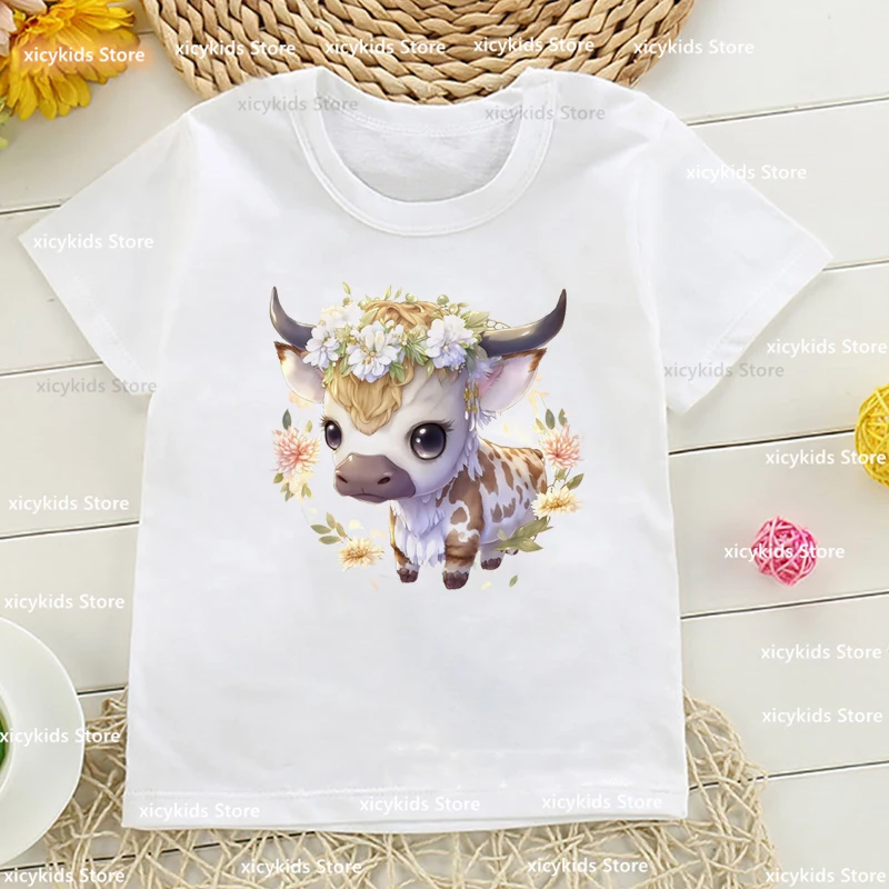 Kawaii Girls T-shirt Funny Cows, Sheep Unicorn Animal Prints Tshirt Kids Cute Girls Clothing Fashion Boys Tshirt Top Wholesale