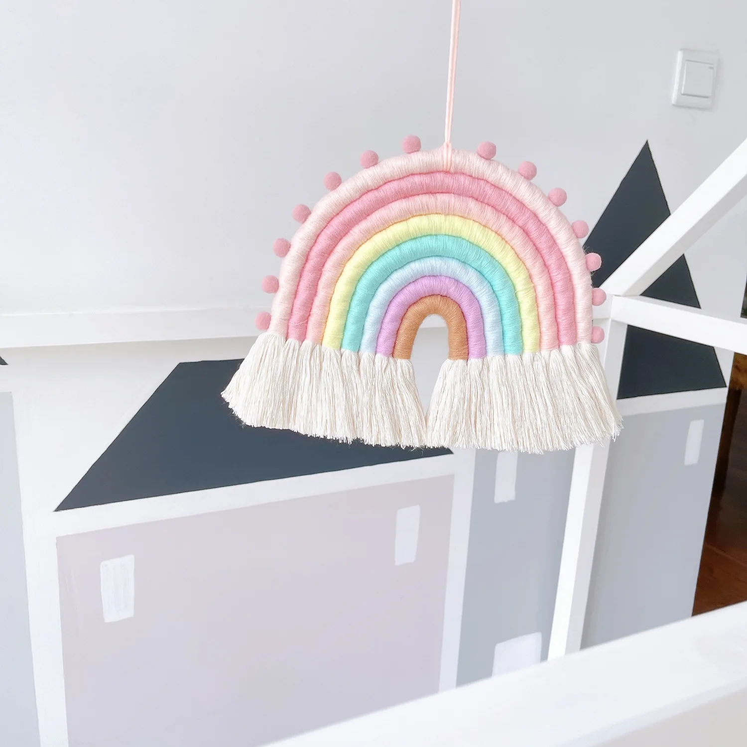 Ins Style stile nordico arcobaleno casa decorazione della stanza dei bambini ciondolo appeso a parete arcobaleno intrecciato