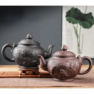 Großkapazität Yixing Put von lila Tontee, Hand -Lotus -Teekanne, Home Tee Infuser, Retro -Set, 1000 ml 12 Hauptverkäufe Retro -Teekanne - №9
