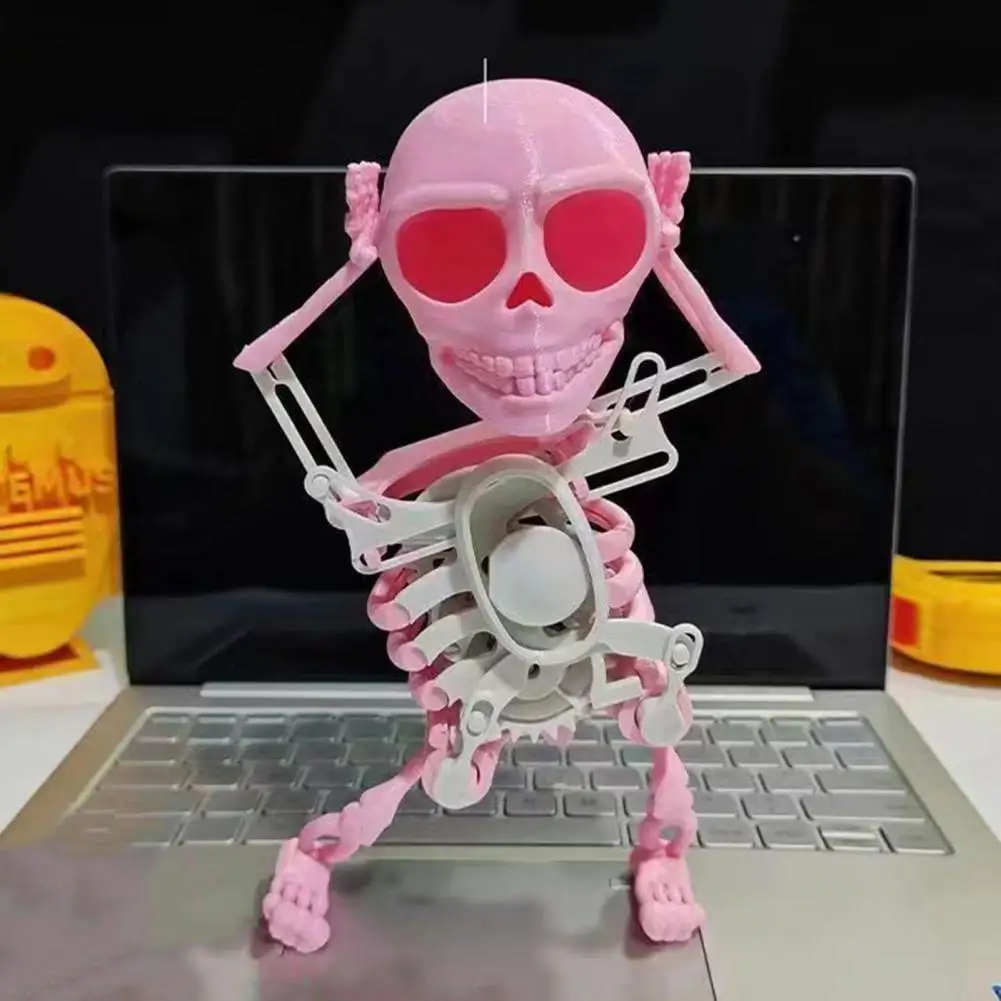 Kids Wind-up Dancing Skeleton Toy No Need Battery 3D Print Shaking Skull Doll Spring Clockwork Toy Desktop Decor Children Adults